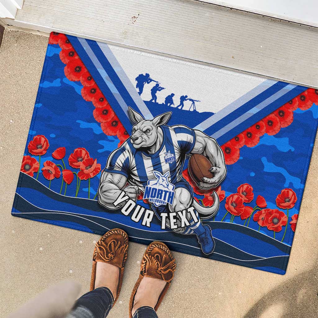 Personalised North Melbourne Kangaroos ANZAC Rubber Doormat Military Remembrance Australian Football Mascot Camouflage
