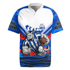Personalised North Melbourne Kangaroos ANZAC Rugby Jersey Military Remembrance Australian Football Mascot Camouflage
