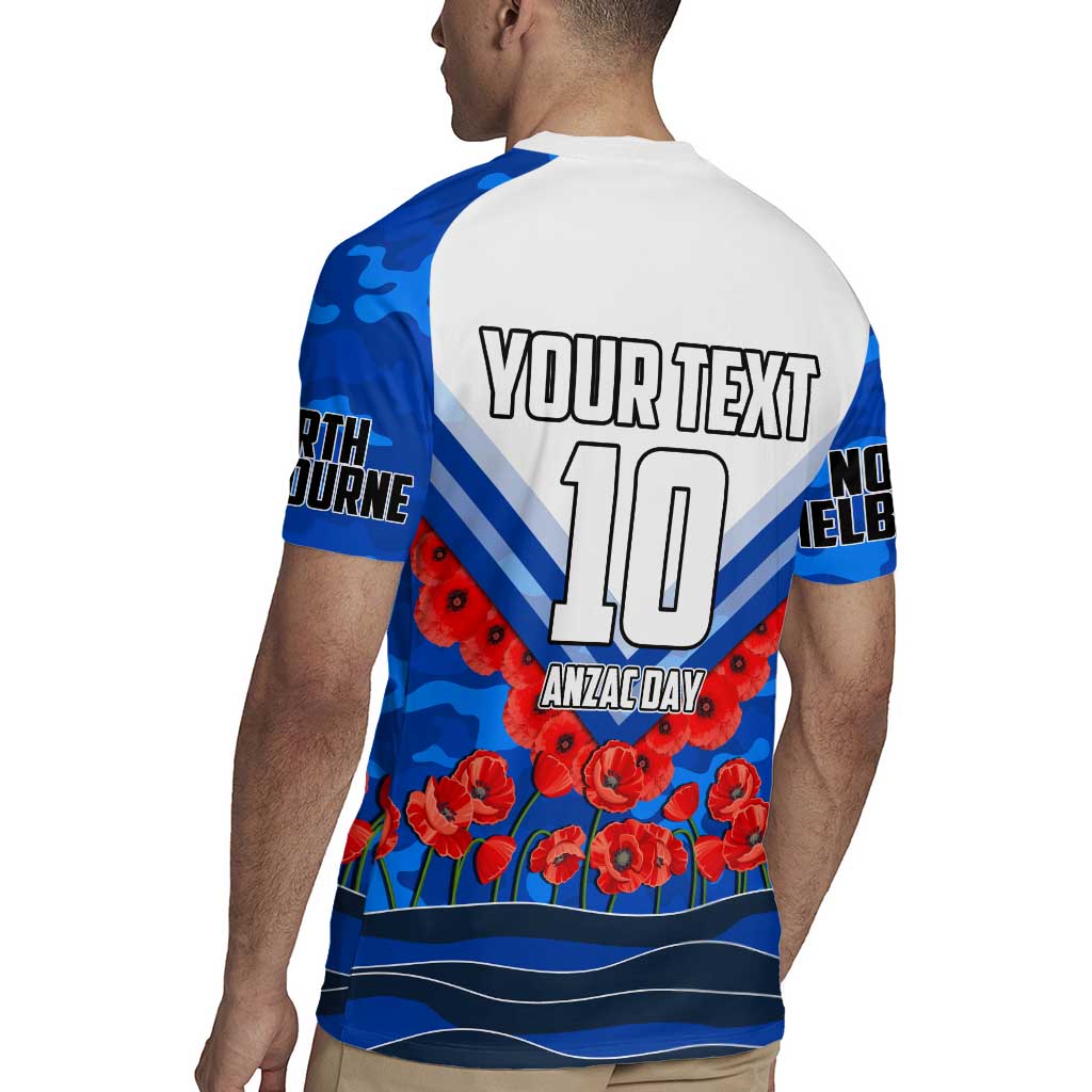Personalised North Melbourne Kangaroos ANZAC Rugby Jersey Military Remembrance Australian Football Mascot Camouflage