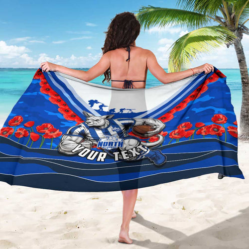 Personalised North Melbourne Kangaroos ANZAC Sarong Military Remembrance Australian Football Mascot Camouflage
