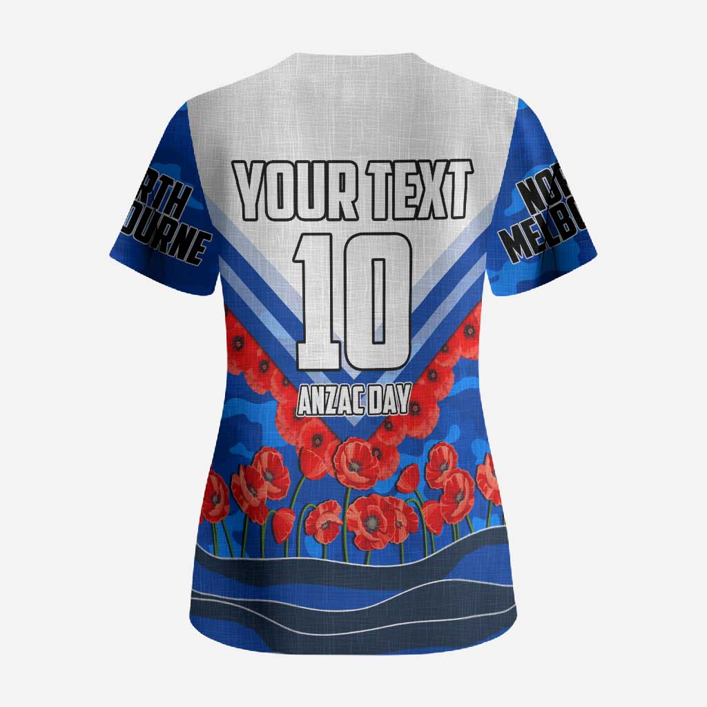 Personalised North Melbourne Kangaroos ANZAC Scrub Top Military Remembrance Australian Football Mascot Camouflage