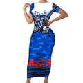 Personalised North Melbourne Kangaroos ANZAC Short Sleeve Bodycon Dress Military Remembrance Australian Football Mascot Camouflage