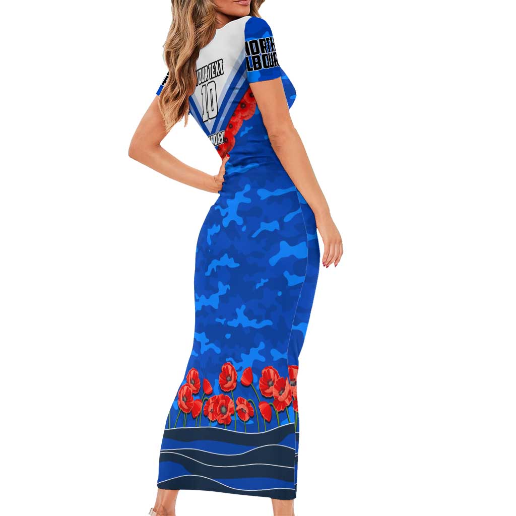 Personalised North Melbourne Kangaroos ANZAC Short Sleeve Bodycon Dress Military Remembrance Australian Football Mascot Camouflage