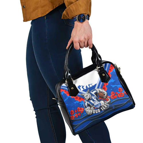 Personalised North Melbourne Kangaroos ANZAC Shoulder Handbag Military Remembrance Australian Football Mascot Camouflage