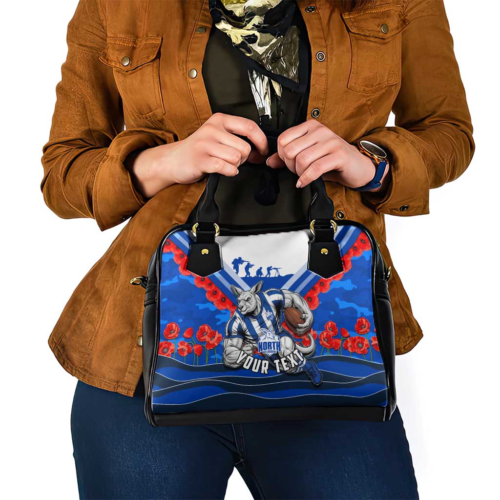 Personalised North Melbourne Kangaroos ANZAC Shoulder Handbag Military Remembrance Australian Football Mascot Camouflage