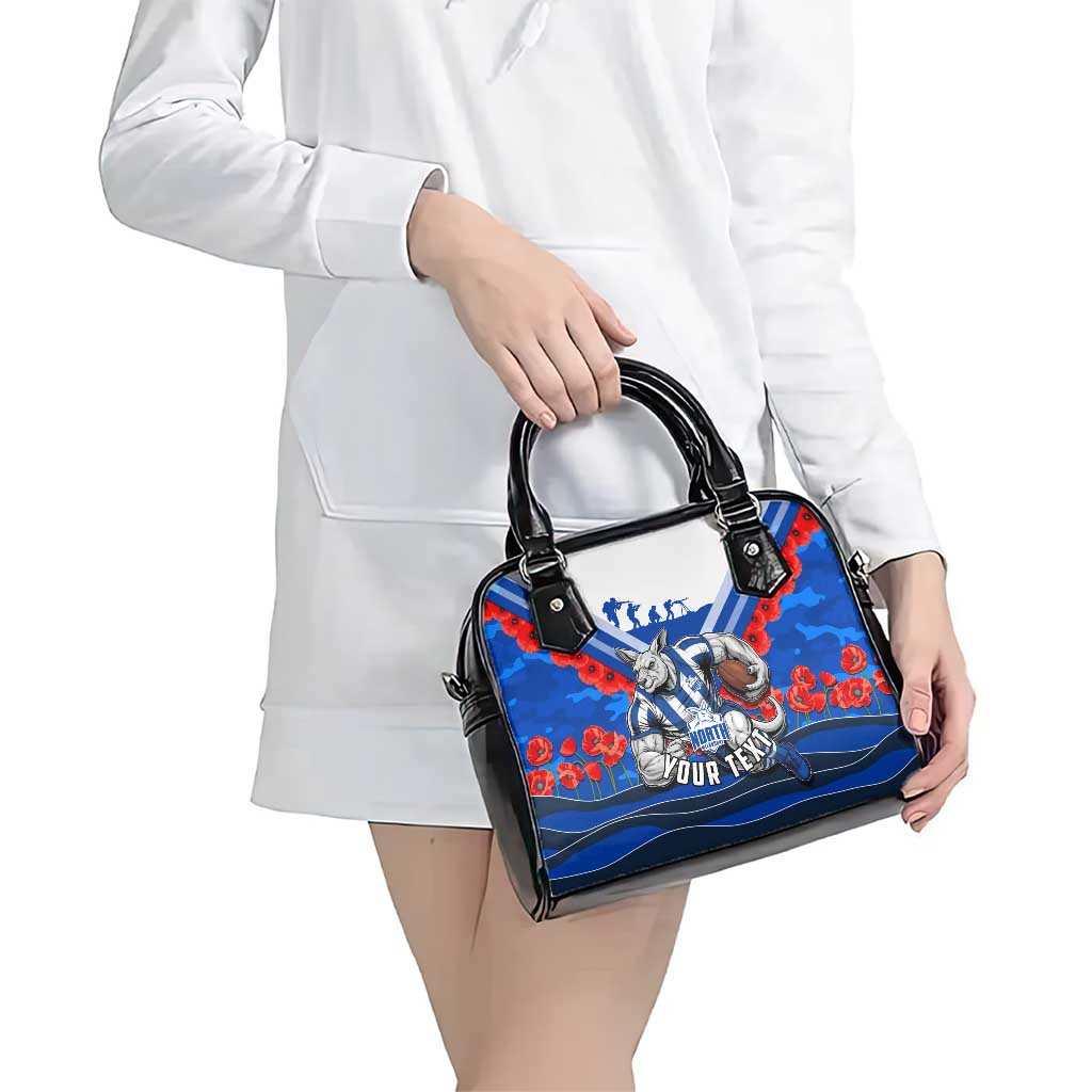 Personalised North Melbourne Kangaroos ANZAC Shoulder Handbag Military Remembrance Australian Football Mascot Camouflage
