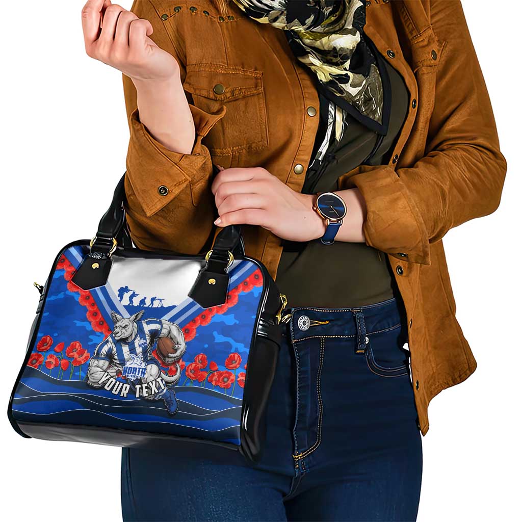Personalised North Melbourne Kangaroos ANZAC Shoulder Handbag Military Remembrance Australian Football Mascot Camouflage