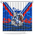 Personalised North Melbourne Kangaroos ANZAC Shower Curtain Military Remembrance Australian Football Mascot Camouflage