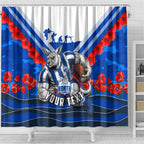 Personalised North Melbourne Kangaroos ANZAC Shower Curtain Military Remembrance Australian Football Mascot Camouflage