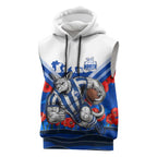 Personalised North Melbourne Kangaroos ANZAC Sleeveless Hoodie Military Remembrance Australian Football Mascot Camouflage