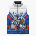 Personalised North Melbourne Kangaroos ANZAC Sleeveless Puffer Jacket Military Remembrance Australian Football Mascot Camouflage