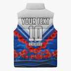 Personalised North Melbourne Kangaroos ANZAC Sleeveless Puffer Jacket Military Remembrance Australian Football Mascot Camouflage