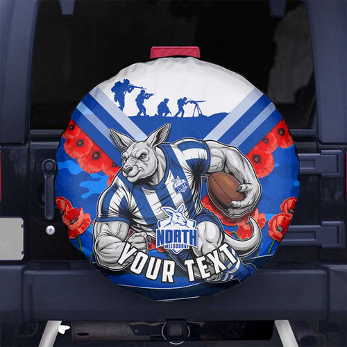 Personalised North Melbourne Kangaroos ANZAC Spare Tire Cover Military Remembrance Australian Football Mascot Camouflage