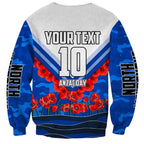 Personalised North Melbourne Kangaroos ANZAC Sweatshirt Military Remembrance Australian Football Mascot Camouflage