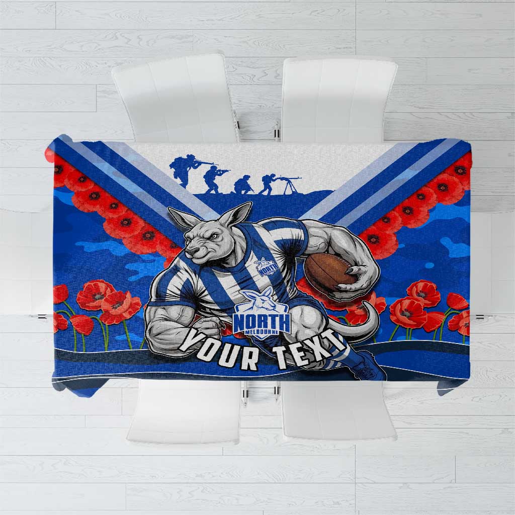 Personalised North Melbourne Kangaroos ANZAC Tablecloth Military Remembrance Australian Football Mascot Camouflage