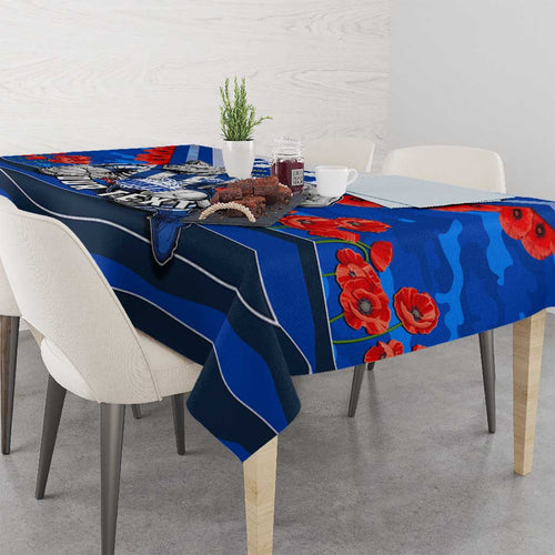 Personalised North Melbourne Kangaroos ANZAC Tablecloth Military Remembrance Australian Football Mascot Camouflage