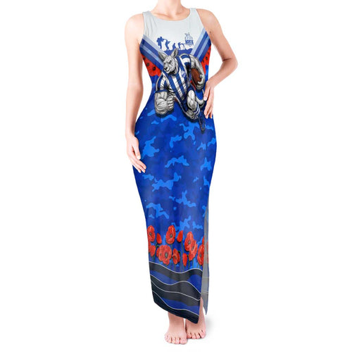 Personalised North Melbourne Kangaroos ANZAC Tank Maxi Dress Military Remembrance Australian Football Mascot Camouflage