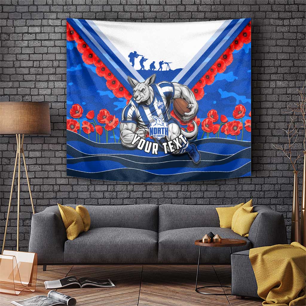 Personalised North Melbourne Kangaroos ANZAC Tapestry Military Remembrance Australian Football Mascot Camouflage
