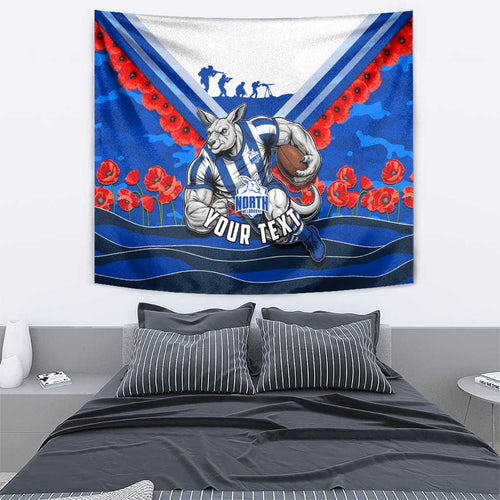 Personalised North Melbourne Kangaroos ANZAC Tapestry Military Remembrance Australian Football Mascot Camouflage