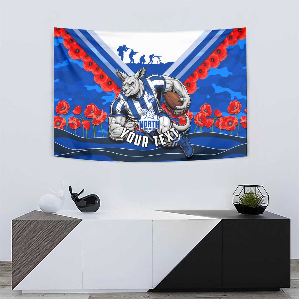 Personalised North Melbourne Kangaroos ANZAC Tapestry Military Remembrance Australian Football Mascot Camouflage