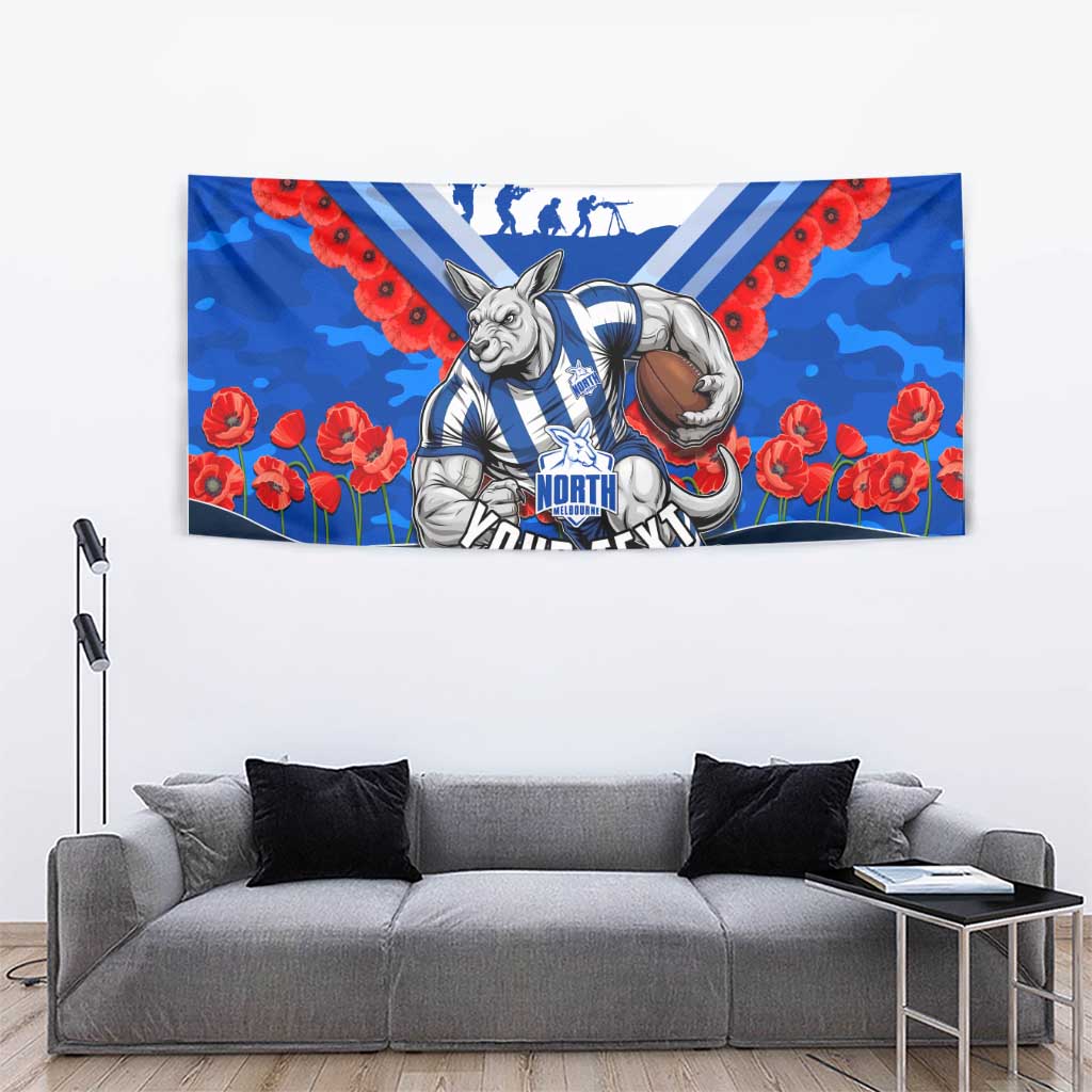 Personalised North Melbourne Kangaroos ANZAC Tapestry Military Remembrance Australian Football Mascot Camouflage