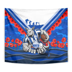 Personalised North Melbourne Kangaroos ANZAC Tapestry Military Remembrance Australian Football Mascot Camouflage