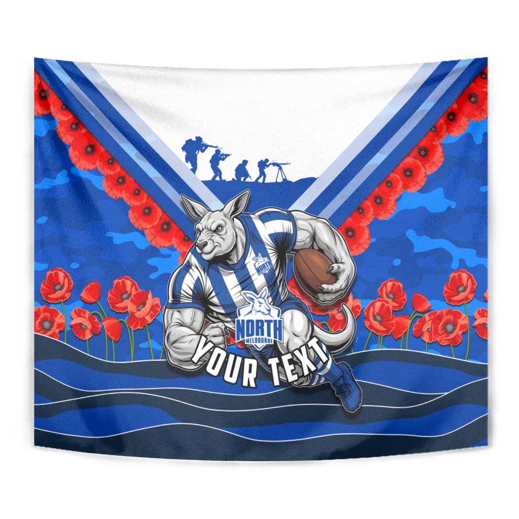Personalised North Melbourne Kangaroos ANZAC Tapestry Military Remembrance Australian Football Mascot Camouflage