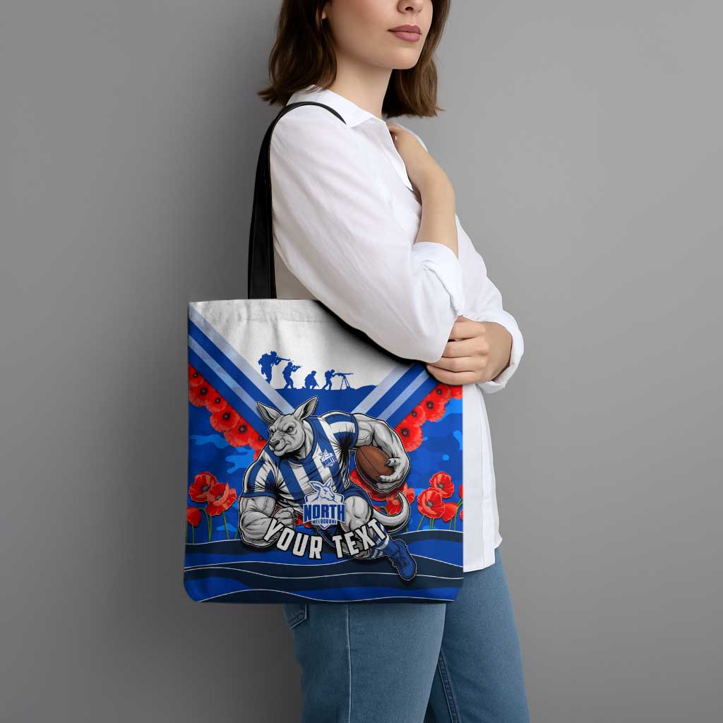 Personalised North Melbourne Kangaroos ANZAC Tote Bag Military Remembrance Australian Football Mascot Camouflage