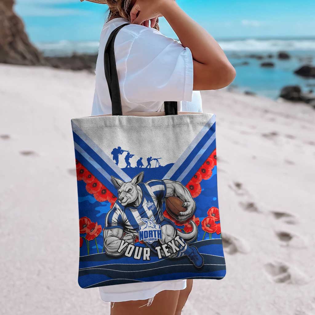 Personalised North Melbourne Kangaroos ANZAC Tote Bag Military Remembrance Australian Football Mascot Camouflage