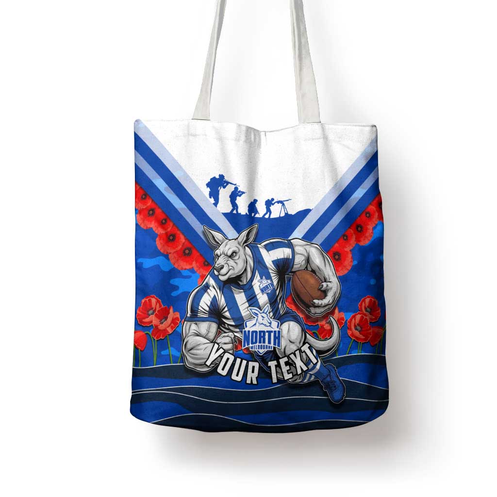 Personalised North Melbourne Kangaroos ANZAC Tote Bag Military Remembrance Australian Football Mascot Camouflage
