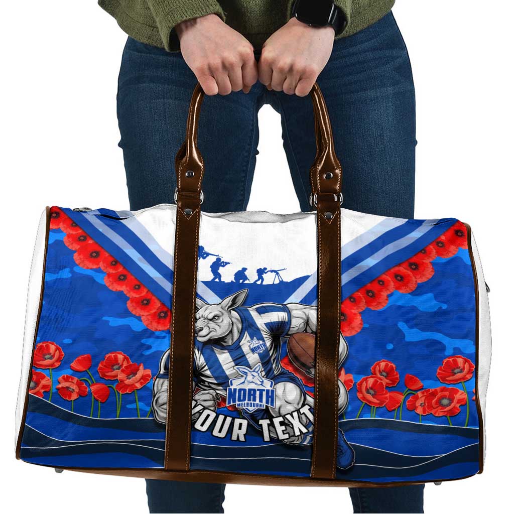 Personalised North Melbourne Kangaroos ANZAC Travel Bag Military Remembrance Australian Football Mascot Camouflage