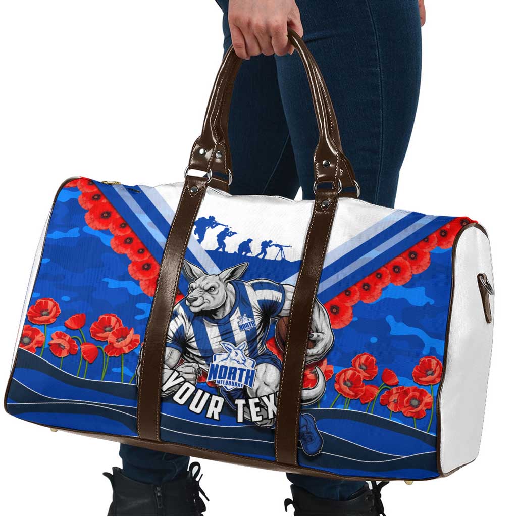 Personalised North Melbourne Kangaroos ANZAC Travel Bag Military Remembrance Australian Football Mascot Camouflage