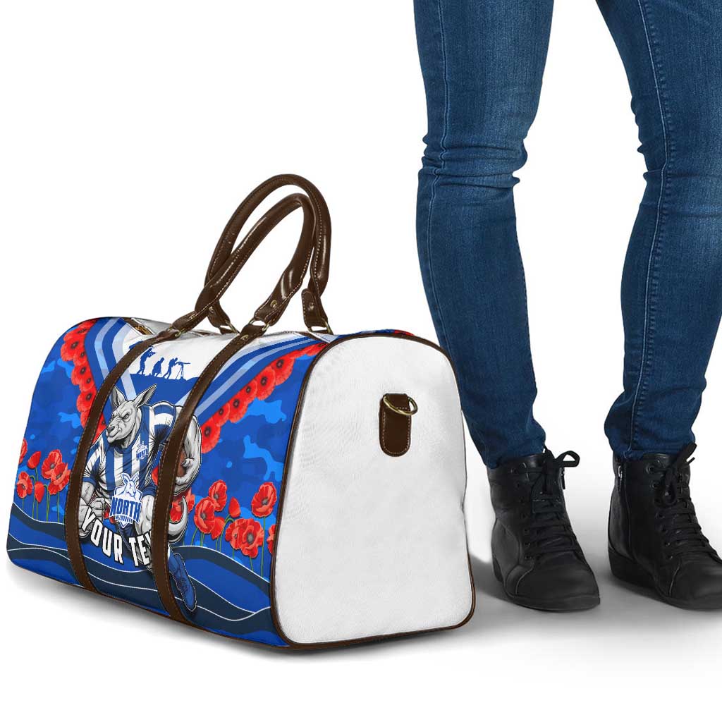Personalised North Melbourne Kangaroos ANZAC Travel Bag Military Remembrance Australian Football Mascot Camouflage