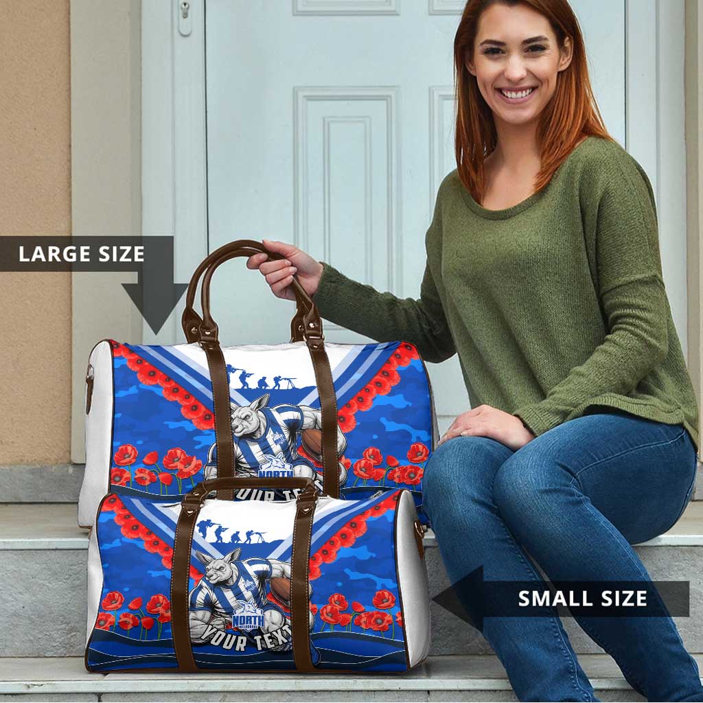 Personalised North Melbourne Kangaroos ANZAC Travel Bag Military Remembrance Australian Football Mascot Camouflage