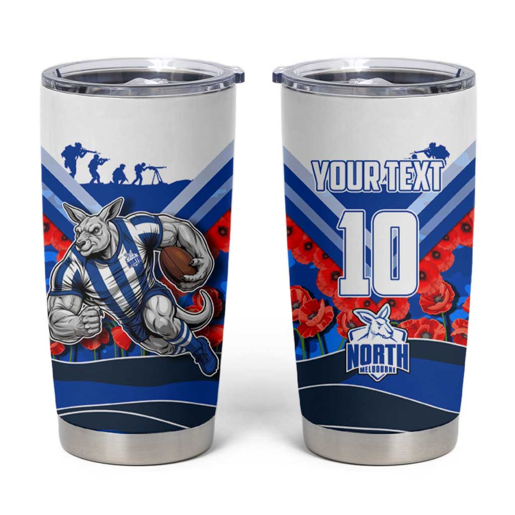 Personalised North Melbourne Kangaroos ANZAC Tumbler Cup Military Remembrance Australian Football Mascot Camouflage