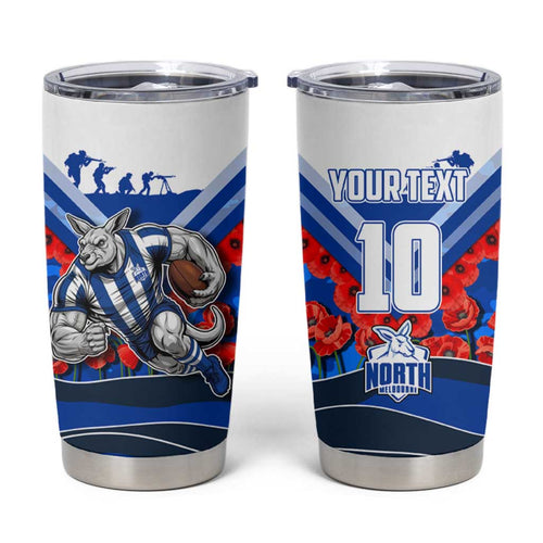 Personalised North Melbourne Kangaroos ANZAC Tumbler Cup Military Remembrance Australian Football Mascot Camouflage