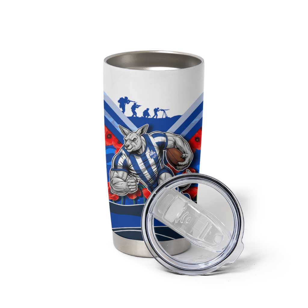 Personalised North Melbourne Kangaroos ANZAC Tumbler Cup Military Remembrance Australian Football Mascot Camouflage