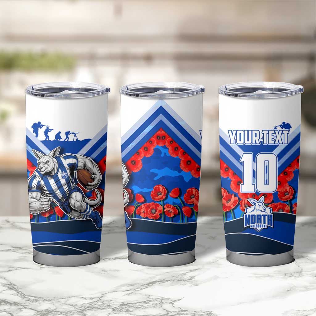 Personalised North Melbourne Kangaroos ANZAC Tumbler Cup Military Remembrance Australian Football Mascot Camouflage
