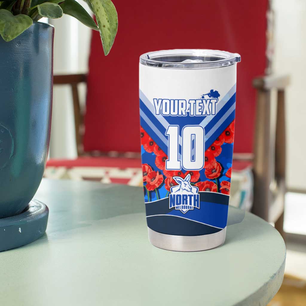 Personalised North Melbourne Kangaroos ANZAC Tumbler Cup Military Remembrance Australian Football Mascot Camouflage