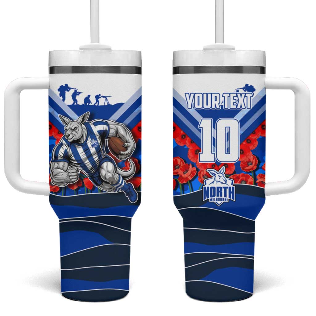 Personalised North Melbourne Kangaroos ANZAC Tumbler With Handle Military Remembrance Australian Football Mascot Camouflage