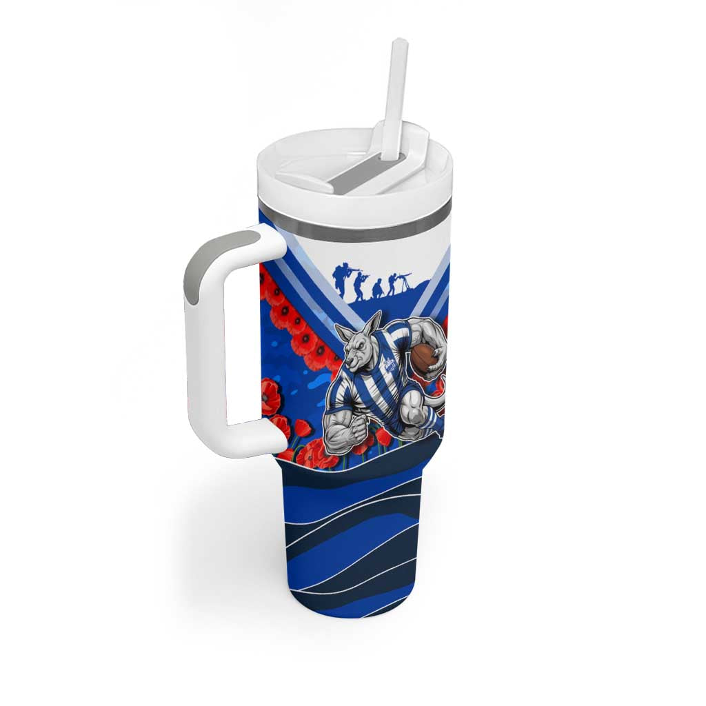 Personalised North Melbourne Kangaroos ANZAC Tumbler With Handle Military Remembrance Australian Football Mascot Camouflage