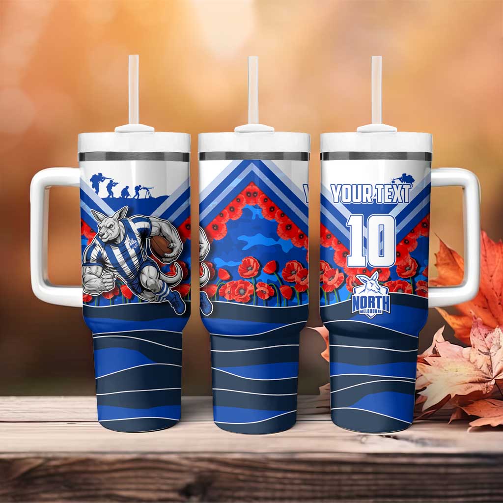 Personalised North Melbourne Kangaroos ANZAC Tumbler With Handle Military Remembrance Australian Football Mascot Camouflage