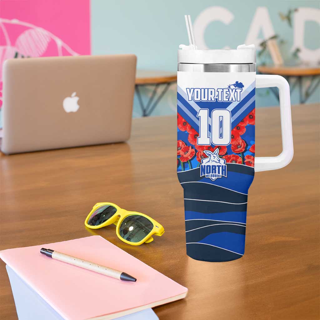 Personalised North Melbourne Kangaroos ANZAC Tumbler With Handle Military Remembrance Australian Football Mascot Camouflage