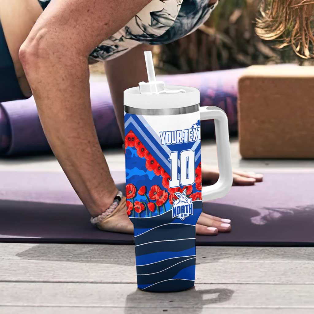 Personalised North Melbourne Kangaroos ANZAC Tumbler With Handle Military Remembrance Australian Football Mascot Camouflage