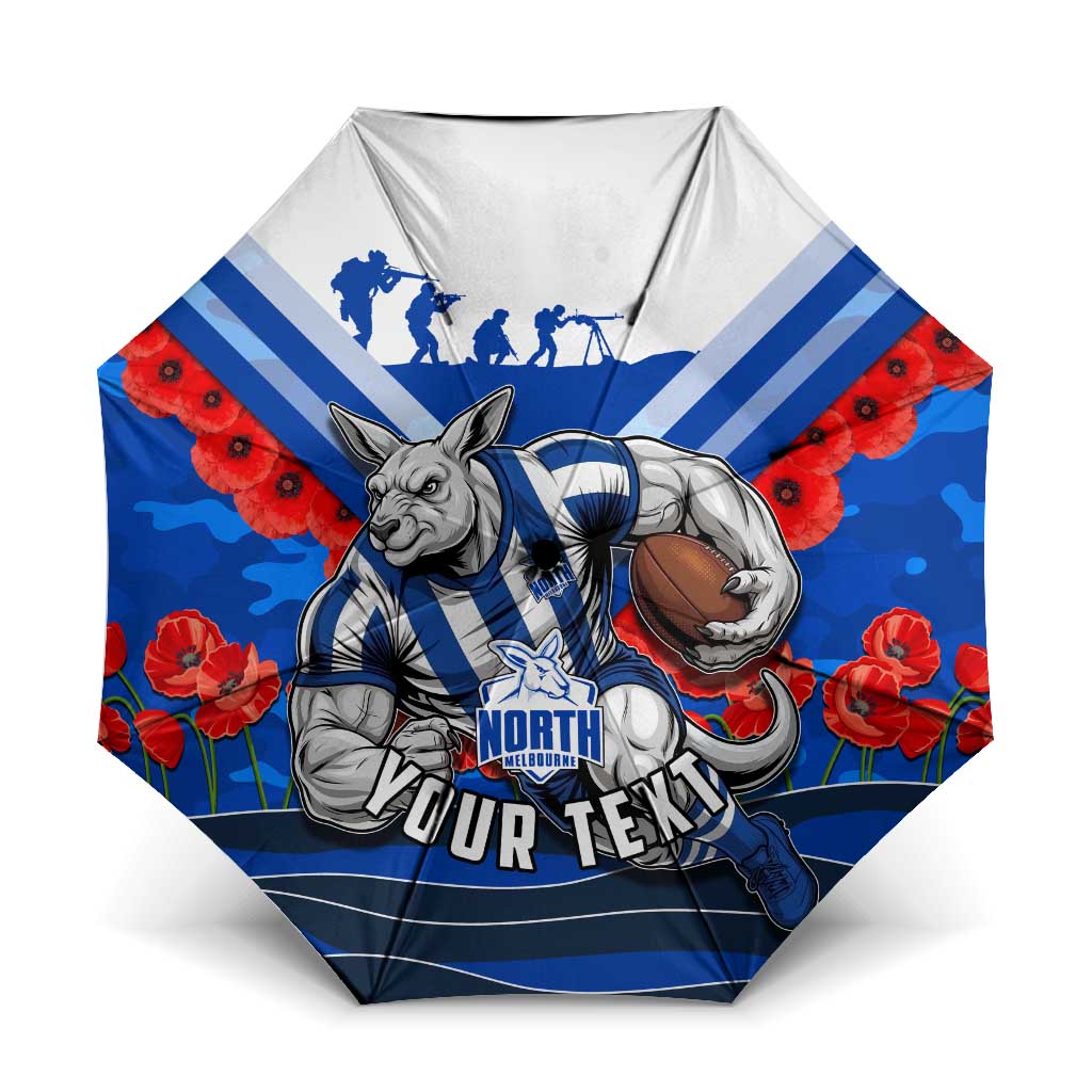 Personalised North Melbourne Kangaroos ANZAC Umbrella Military Remembrance Australian Football Mascot Camouflage