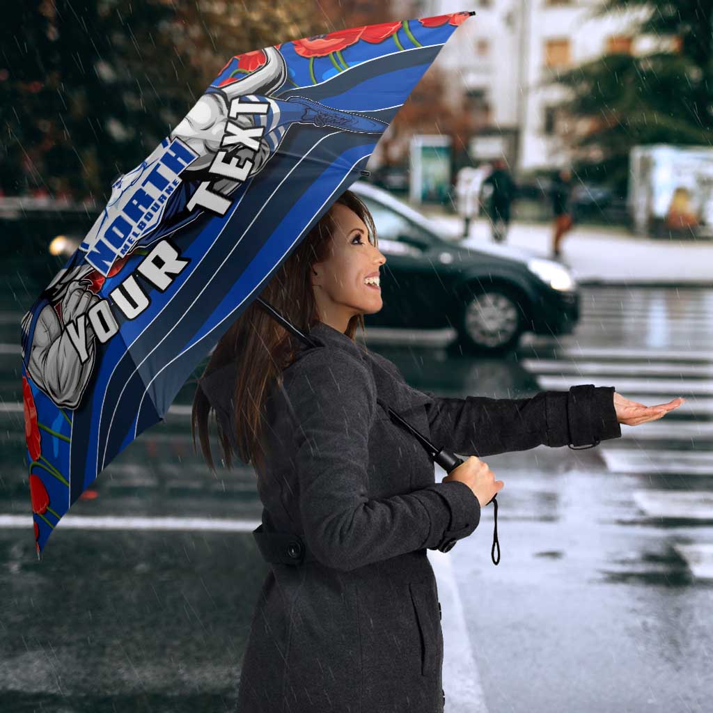 Personalised North Melbourne Kangaroos ANZAC Umbrella Military Remembrance Australian Football Mascot Camouflage