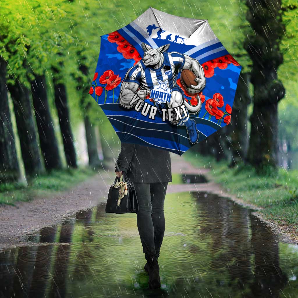 Personalised North Melbourne Kangaroos ANZAC Umbrella Military Remembrance Australian Football Mascot Camouflage