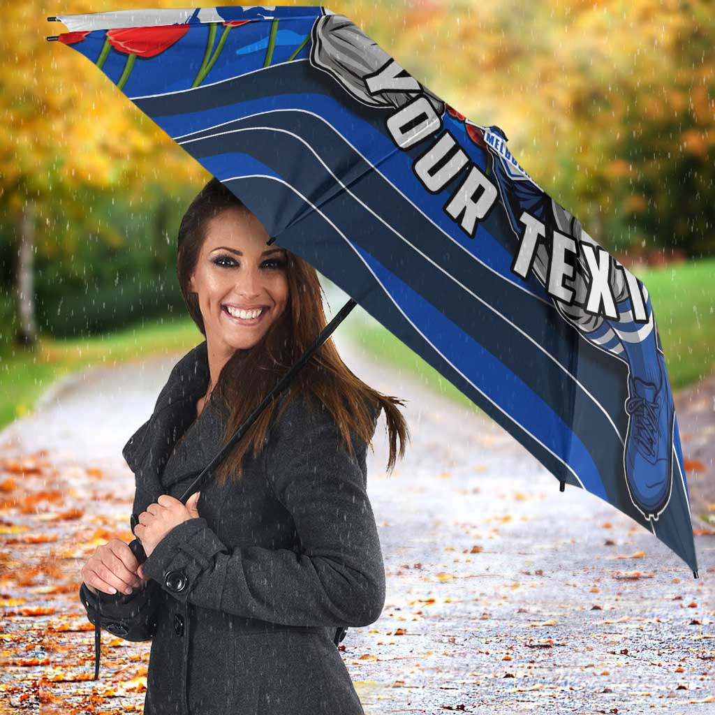 Personalised North Melbourne Kangaroos ANZAC Umbrella Military Remembrance Australian Football Mascot Camouflage