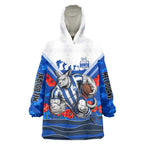 Personalised North Melbourne Kangaroos ANZAC Wearable Blanket Hoodie Military Remembrance Australian Football Mascot Camouflage