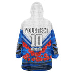 Personalised North Melbourne Kangaroos ANZAC Wearable Blanket Hoodie Military Remembrance Australian Football Mascot Camouflage